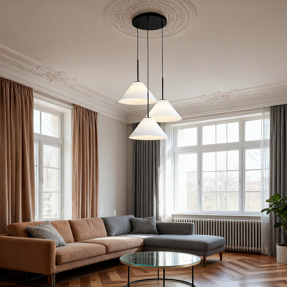Cone 3-Light Brass Chandelier