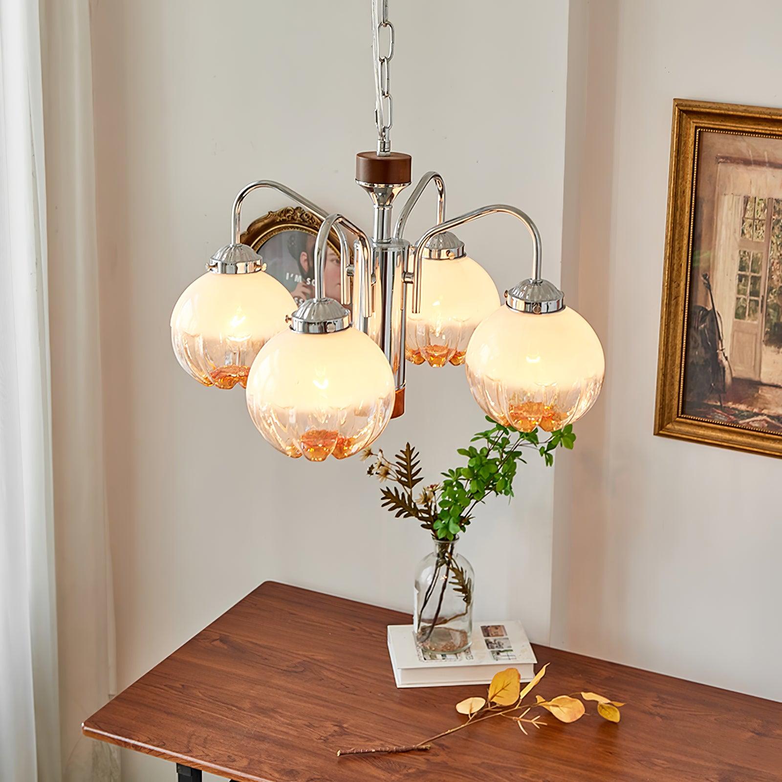 Ulliria Nordic Art Flower Walnut Glass Chandelier - Letslighting