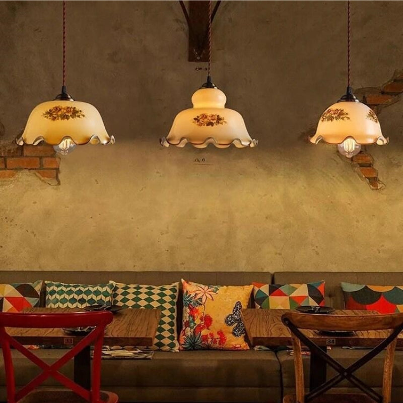 Valentina Modern Flower Metal/Glass Pendant Light Study/Living Room