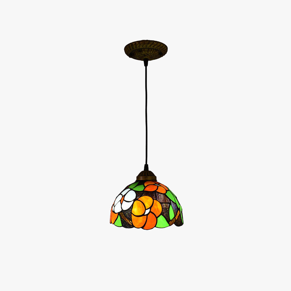 Tiffany Vintage Pendant Light Design Colorful Glass Metal Living Room