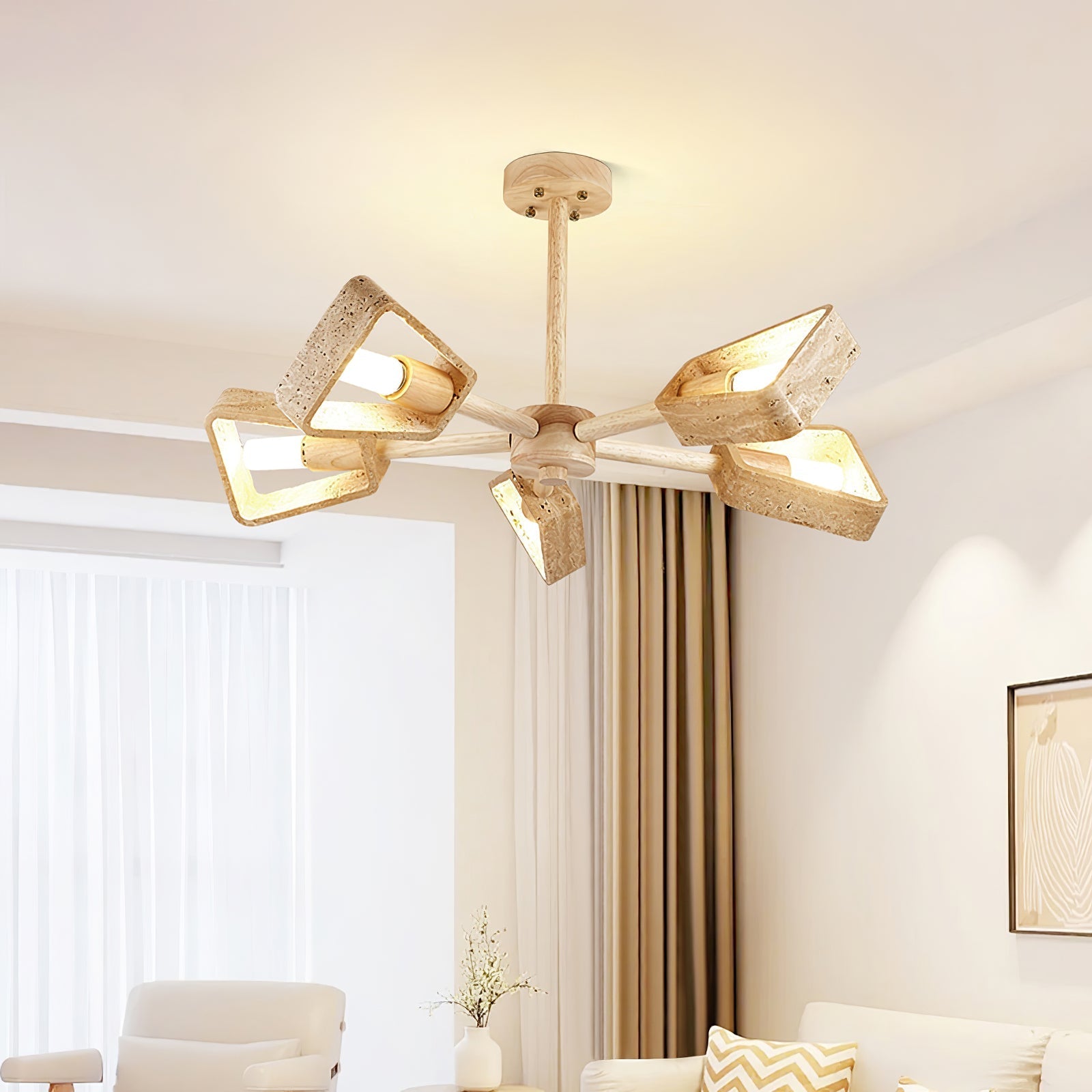 Hedra Travertone Geometric Chandelier