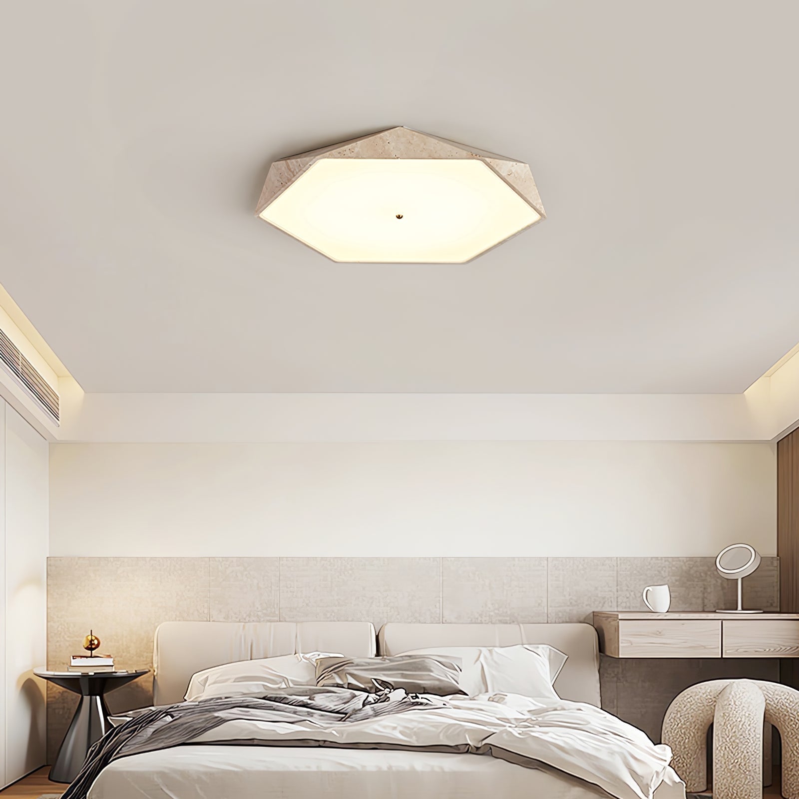 Hexagonal Travertine Ceiling Light