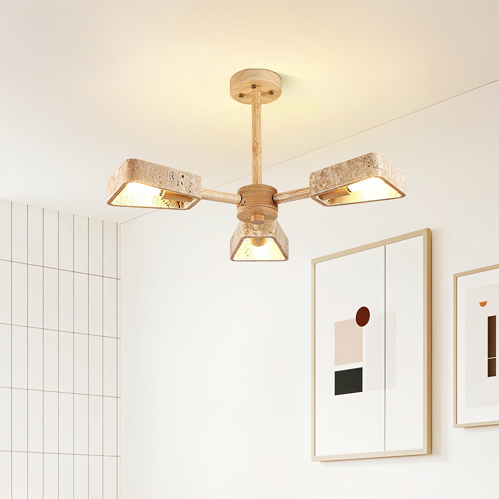 Hedra Travertone Geometric Chandelier