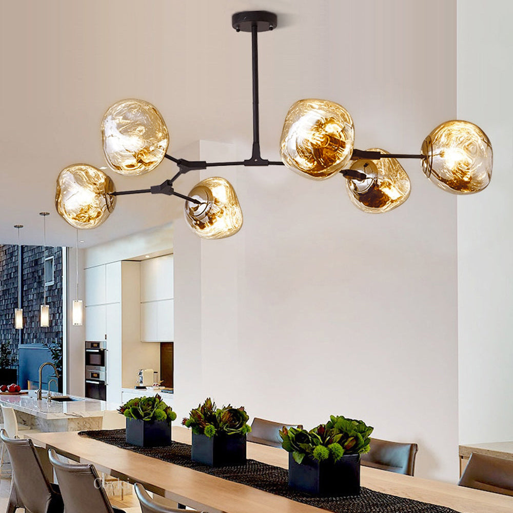Valentina Modern Globe Lava 3 Pendant Light Fixture 3/6/8 Head