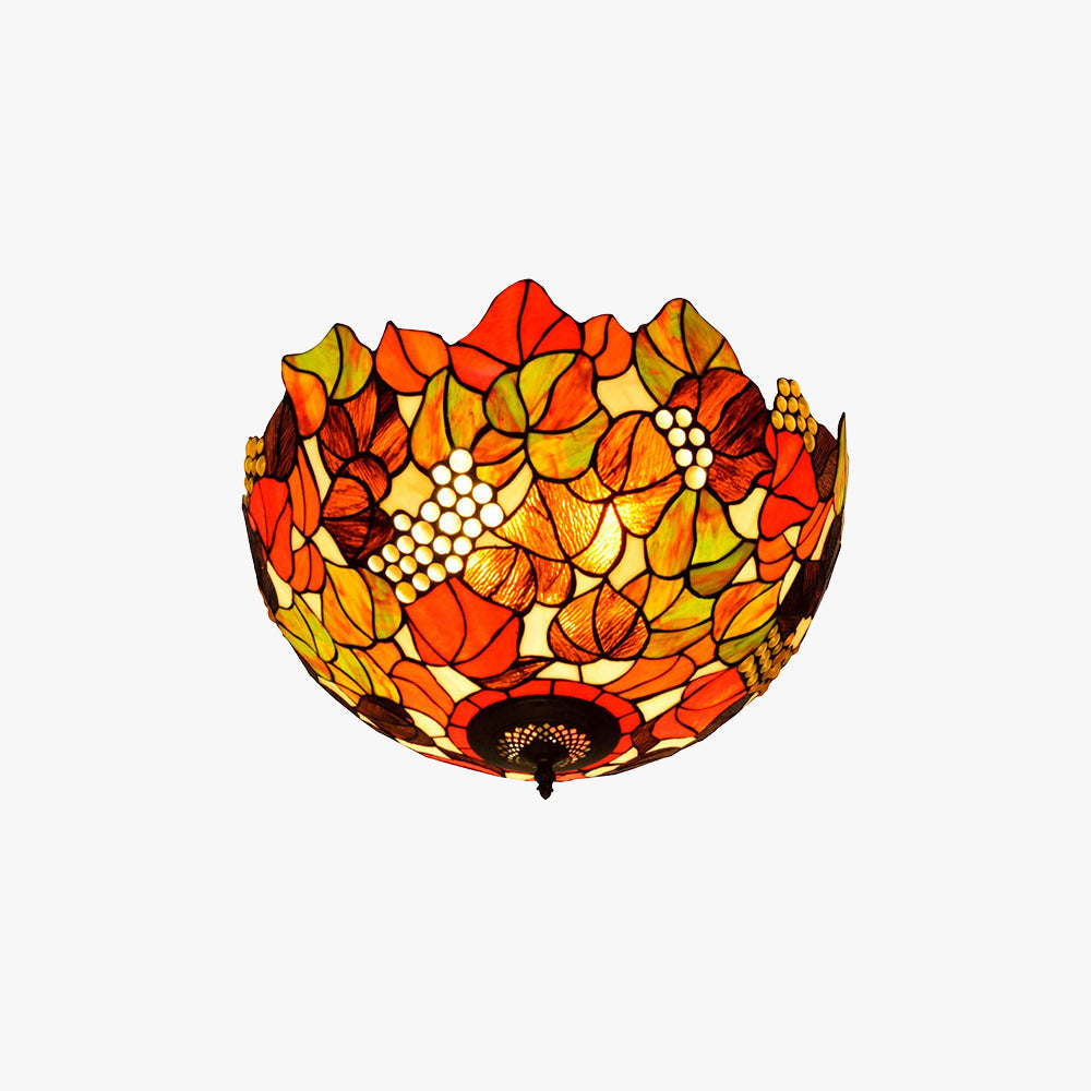 Tiffany Vintage Rustic LED Flush Mount Ceiling Light Glass Living Room