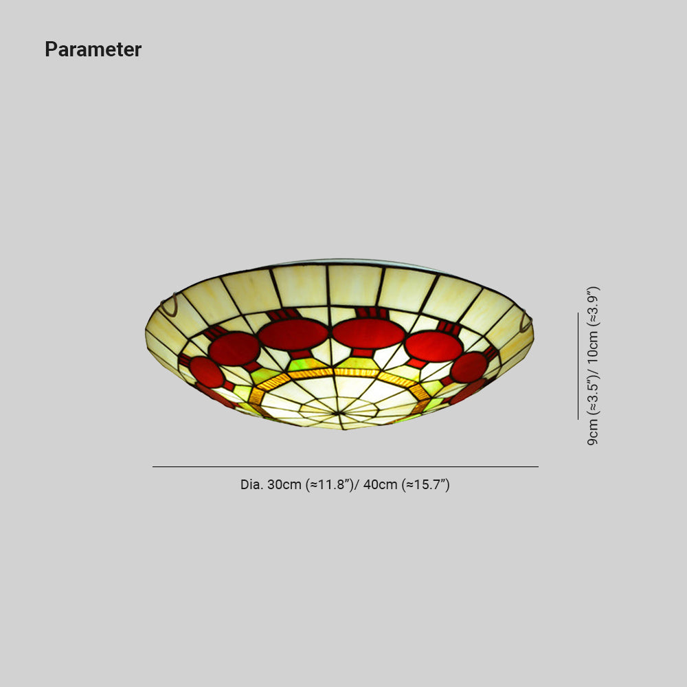 Tiffany Retro LED Flush Mount Ceiling Light Stained Glass Bedroom