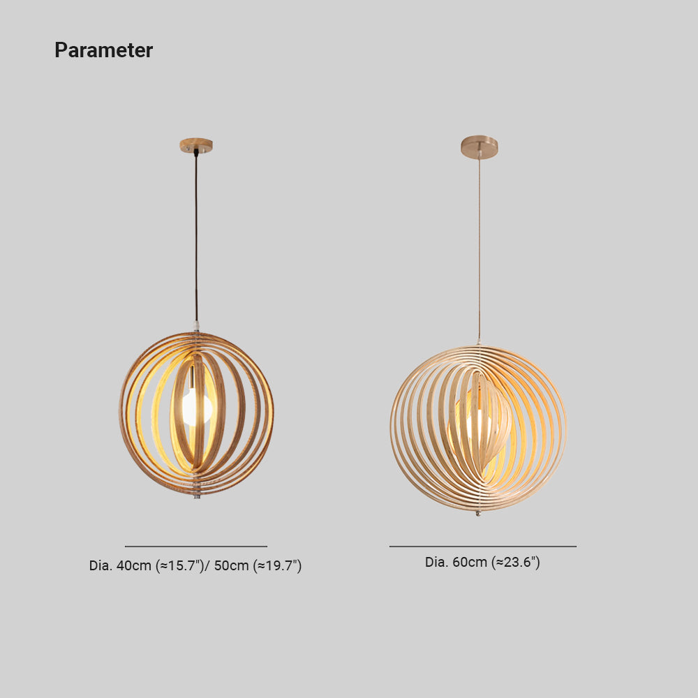 Ritta Japanese LED Pendant Light Wood Bedroom Bar