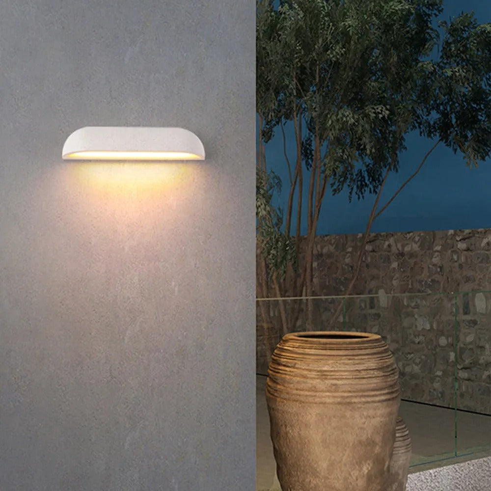 Ray Modern Minimalist Semi-elliptical Metal Stone Outdoor Wall Lamp - Letslighting