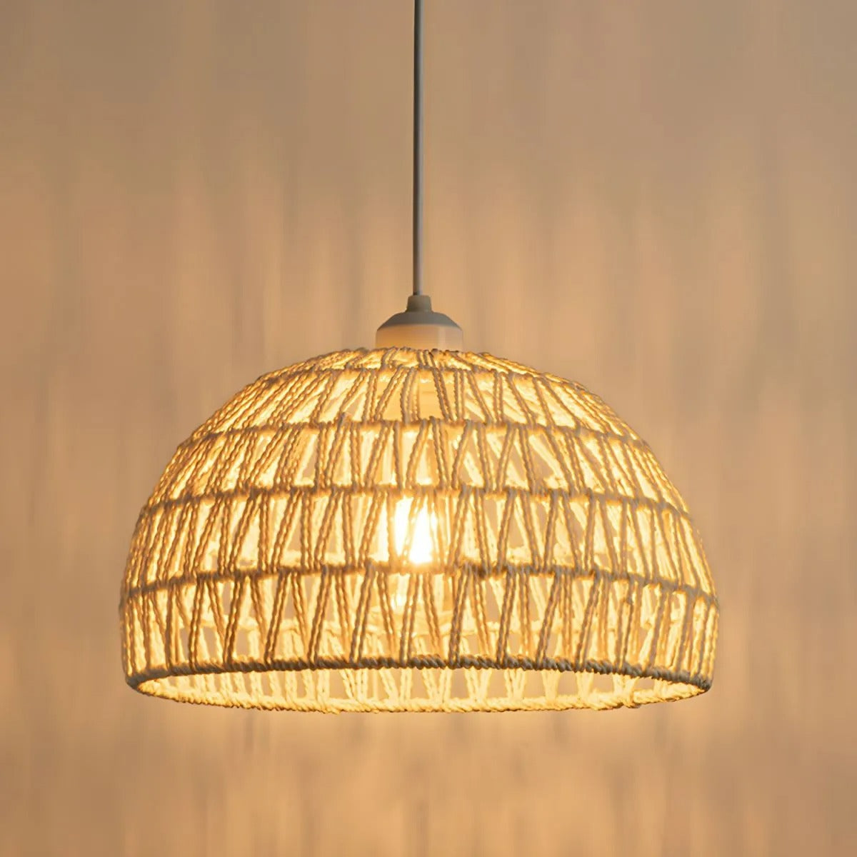 Ritta Retro LED Pendant Light Wood Rattan Bedroom Restaurant