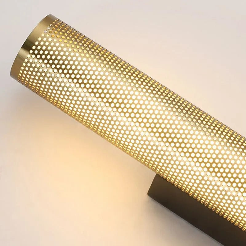 Arisha Modern Geometric Column Metal Vanity Wall Lamp, Brass