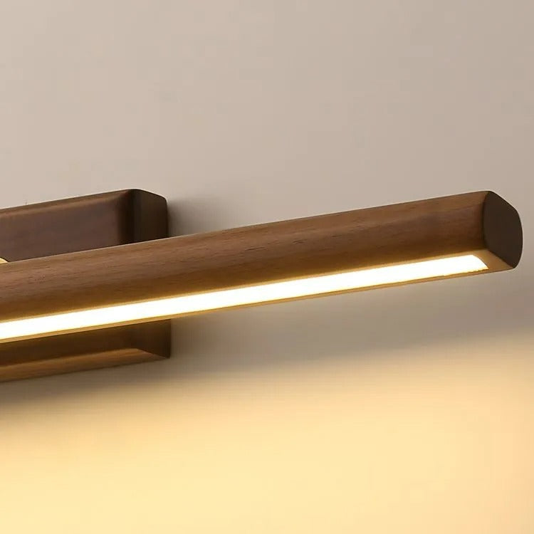 Muto Vanity Rotatable Mirror Front Vanity Wall Lamp, Wood