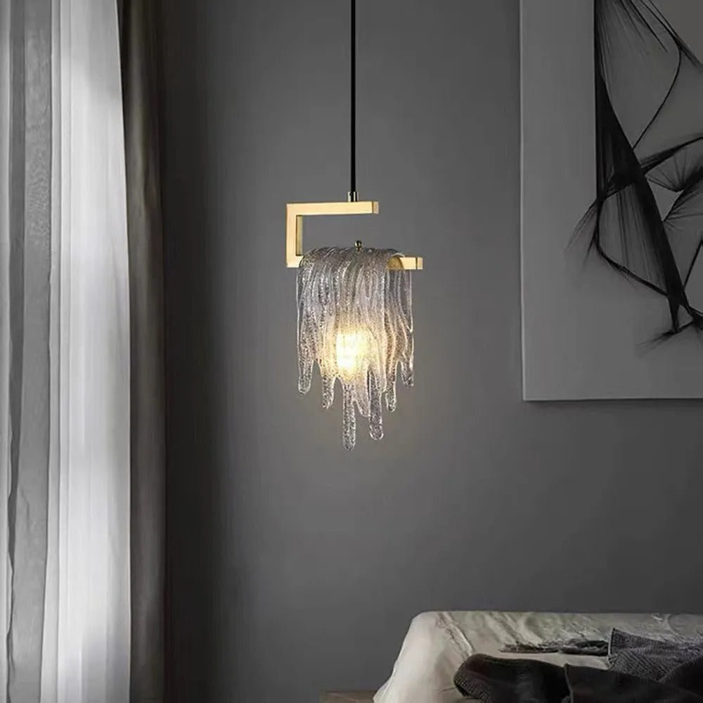 Kristy Modern Flowing Jelly Pendant Light Crystal Brass - Letslighting