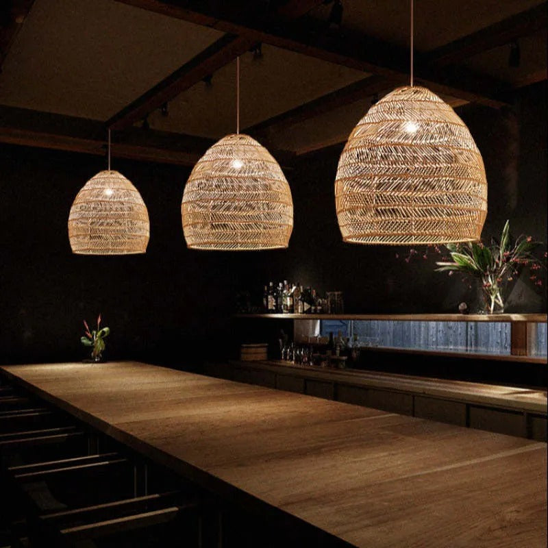 Ritta Rattan Bamboo Lampshade Hand Knitted Pendant Light