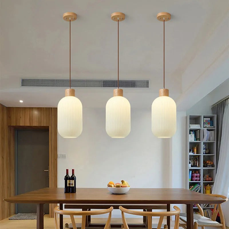 Muto Modern Wood Glass Pendant Light