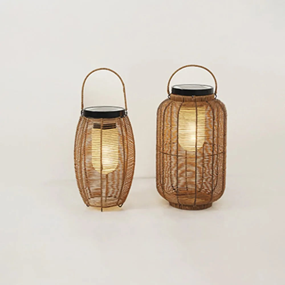 Ritta Retro Lantern /Rattan Floor Lamp, Wood Color - Letslighting