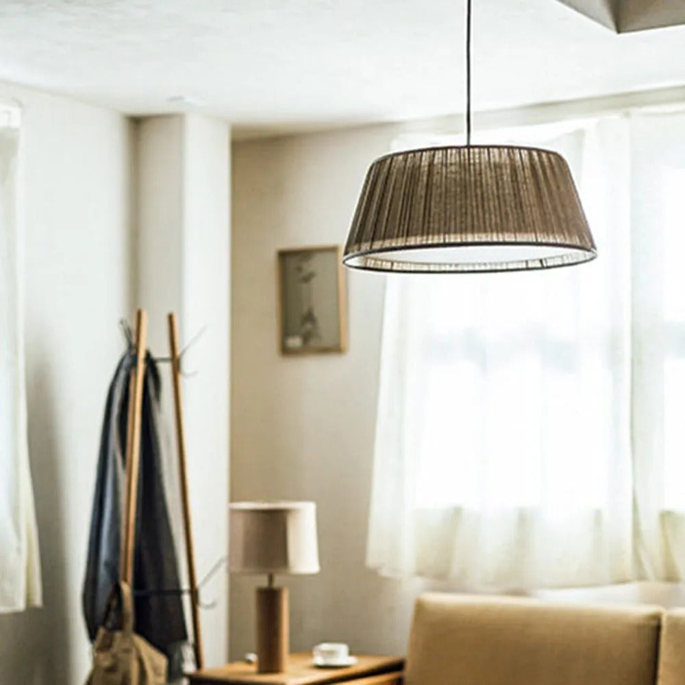 Ritta Pleated Pendant Light Wabi Sabi, Metal/Fabric, Living Room
