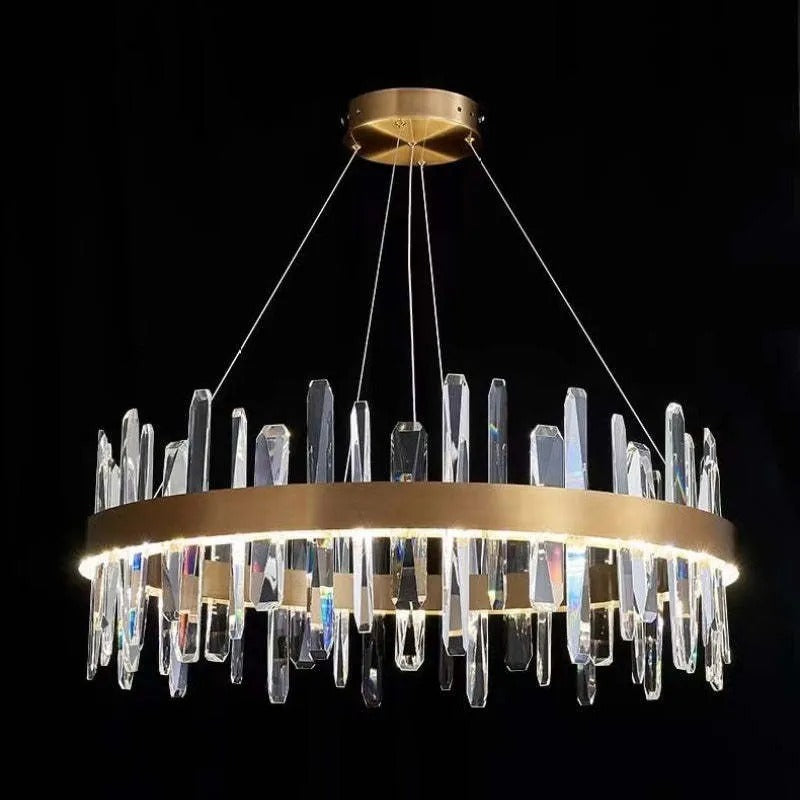 Kristy Modern Crystal Ring Chandelier, Stainless Steel & Crystal