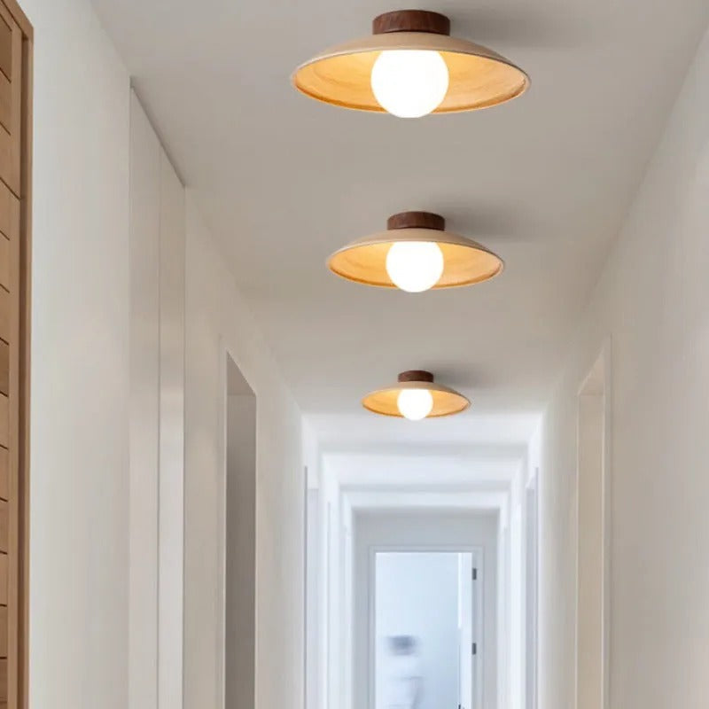 Muto Vintage Flush Mount Ceiling Light Wood Metal Glass Bar Hotels