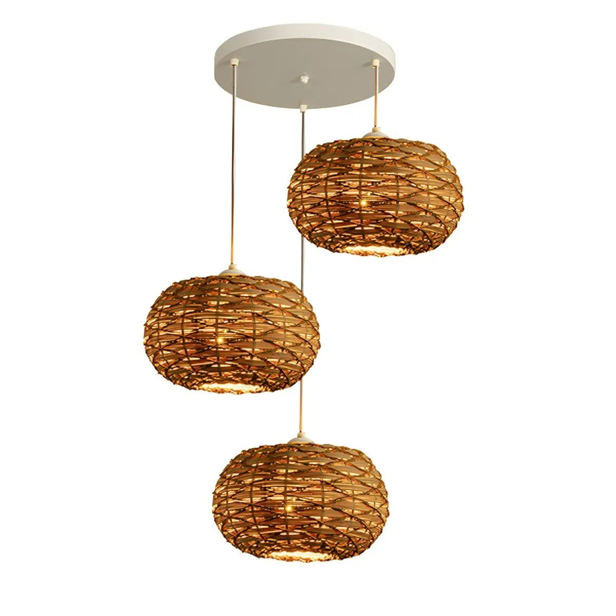 Ritta Retro LED Pendant Light Wood Rattan Bedroom Restaurant