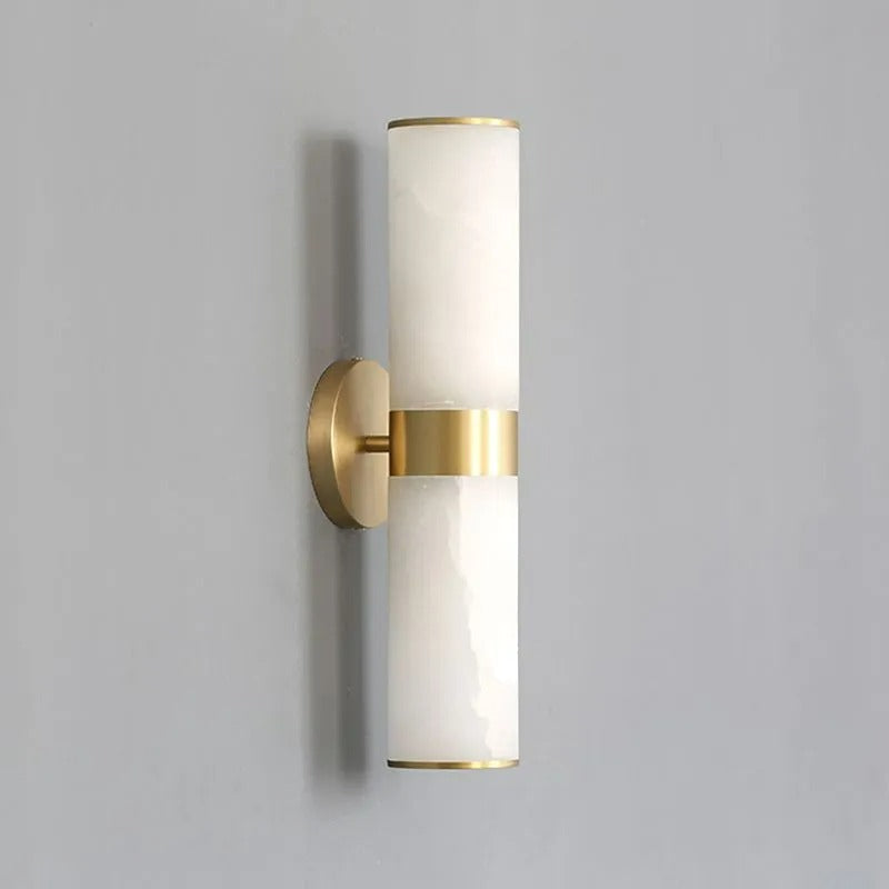 Arisha Modern Double Headed Metal Stone Vanity Wall Lamp, Brass