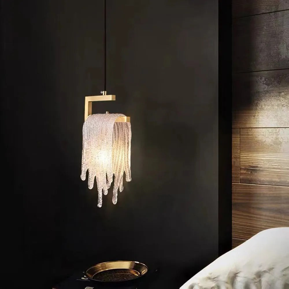 Kristy Modern Flowing Jelly Pendant Light Crystal Brass - Letslighting