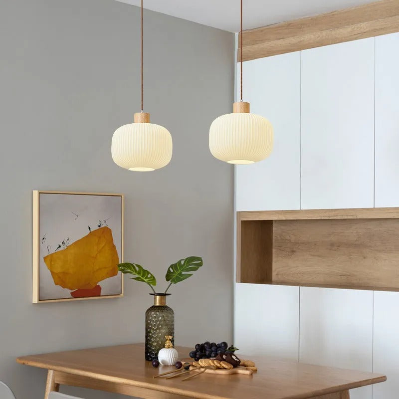 Muto Modern Wood Glass Pendant Light