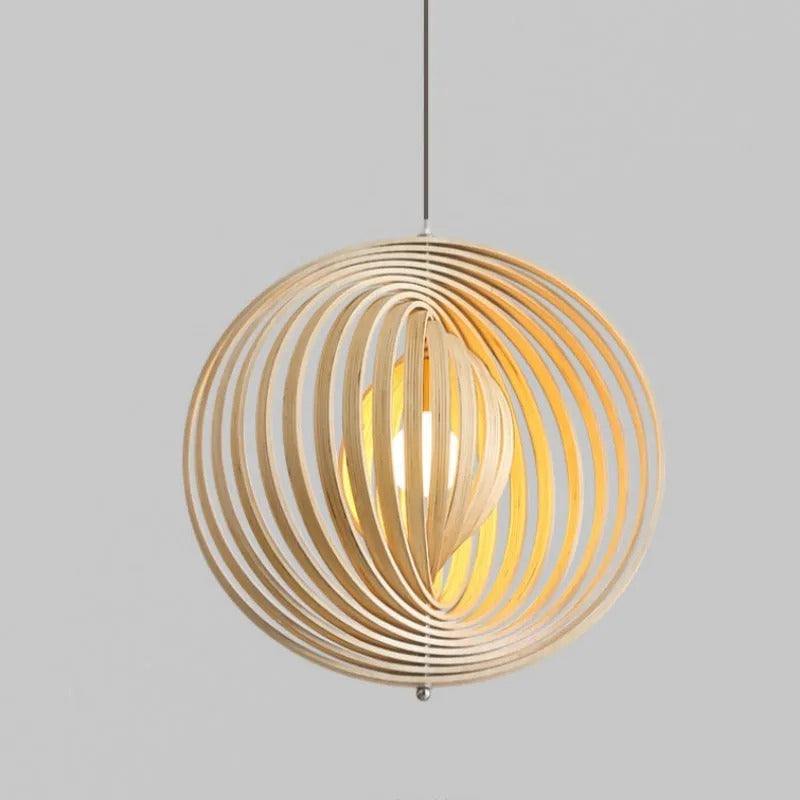 Ritta Japanese LED Pendant Light Wood Bedroom Bar