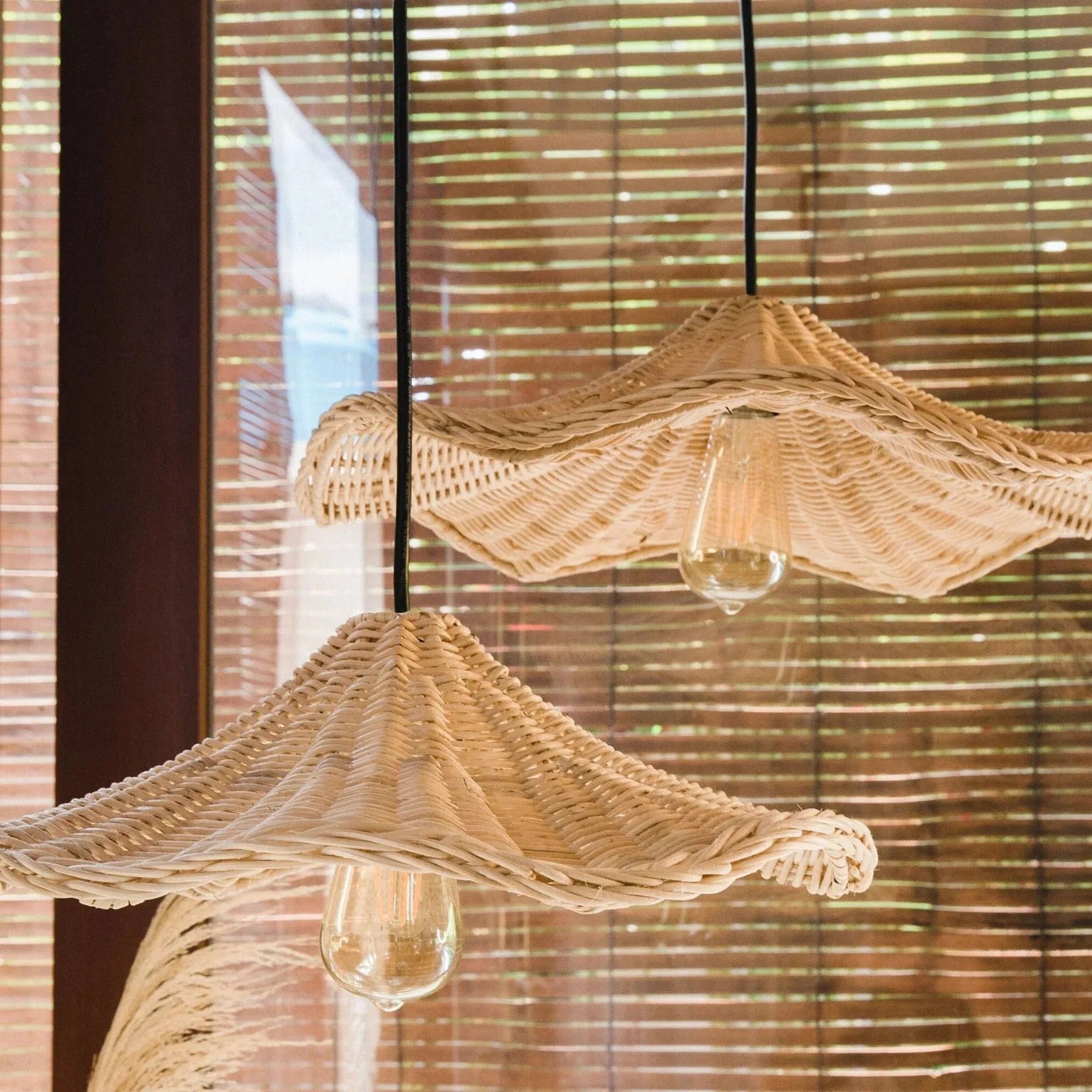 Ritta Classic Wave LED Pendant Light Rattan Dining Room/Living Room - Letslighting