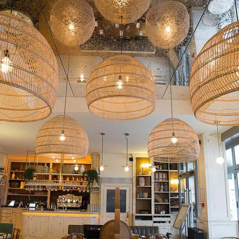 Ritta Rattan Bamboo Lampshade Hand Knitted Pendant Light