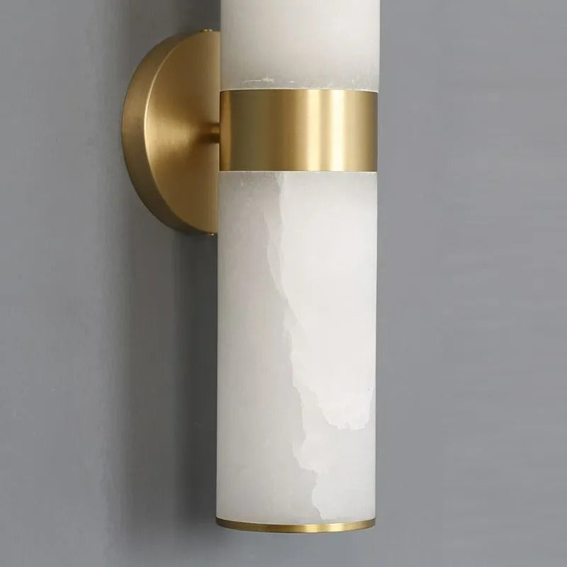 Arisha Modern Double Headed Metal Stone Vanity Wall Lamp, Brass