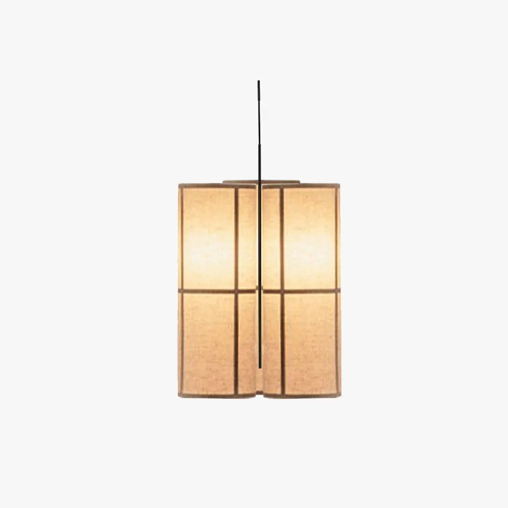 Ritta Cylinder Pendant Light, Lantern, Fabric, Japanese