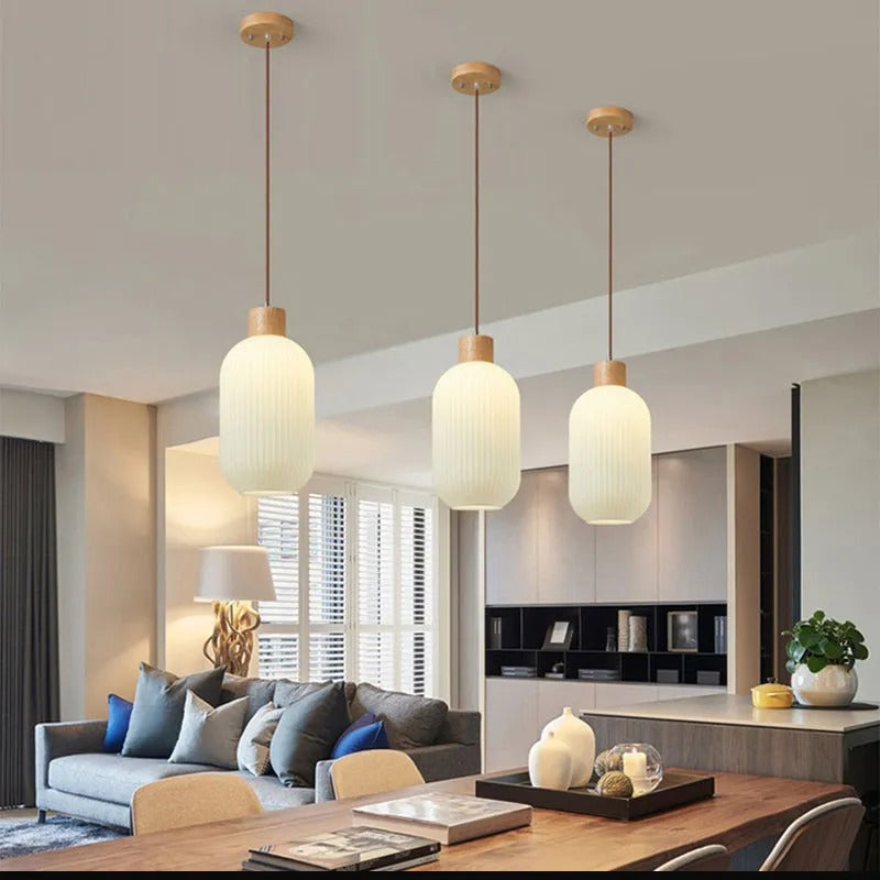 Muto Modern Wood Glass Pendant Light