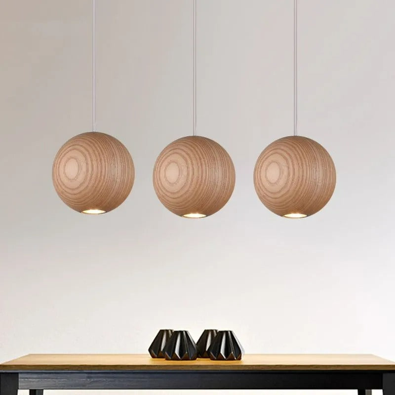 Muto Pendant Light Globe Minimalist Cluster Wood Kitchen Island