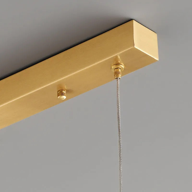 Arisha Modern Nordic Linear Copper Glass Pendant Light Brass - Letslighting