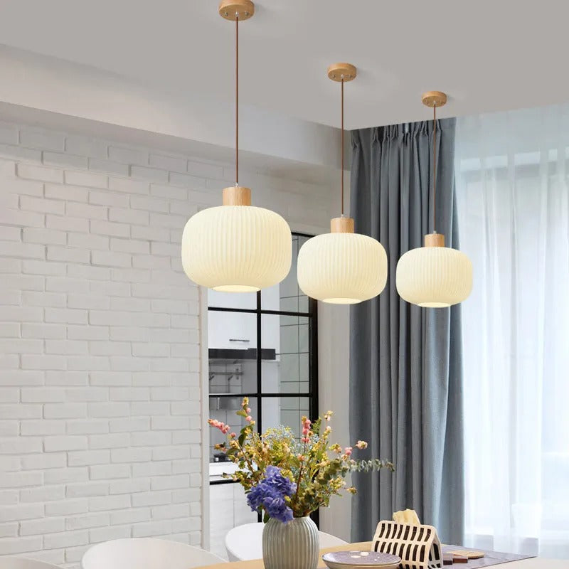 Muto Modern Wood Glass Pendant Light