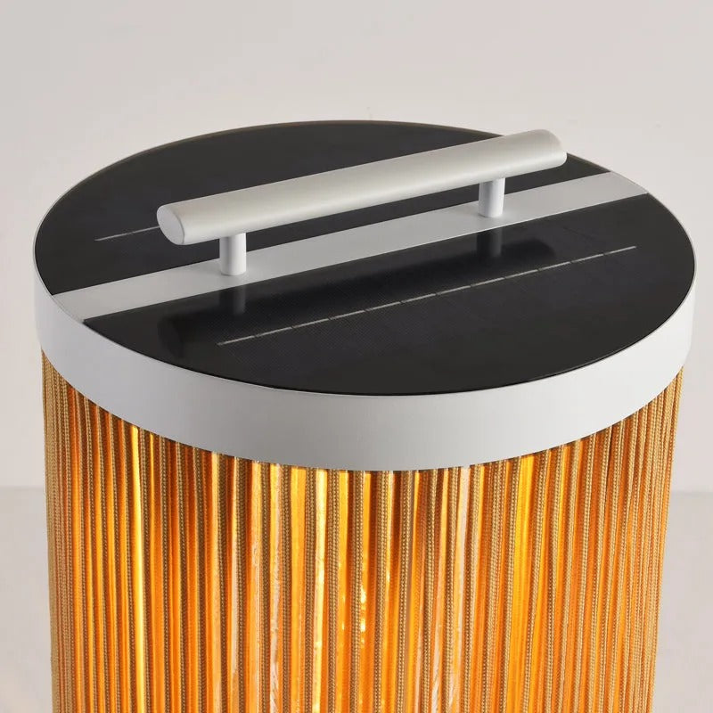 Ritta Retro Metal/Rattan Floor Lamp, Hardwired/Solar/LED, Outdoor