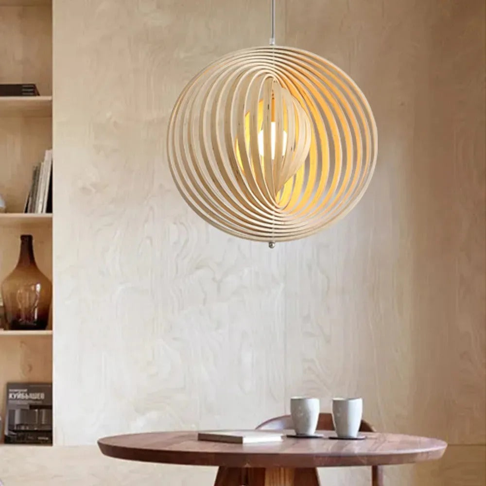 Ritta Japanese LED Pendant Light Wood Bedroom Bar