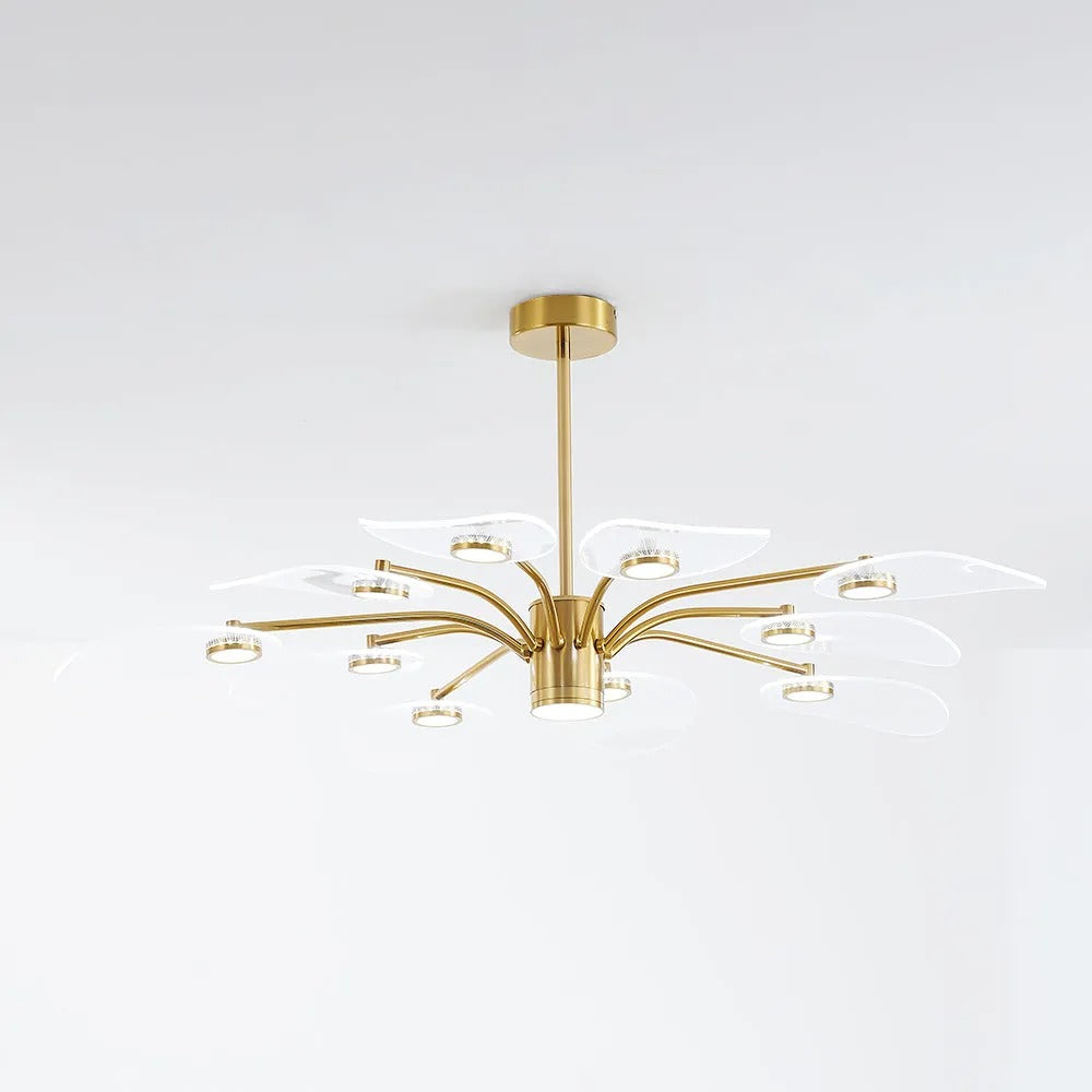 Arisha Art Deco Leaf Acrylic Chandelier - Letslighting