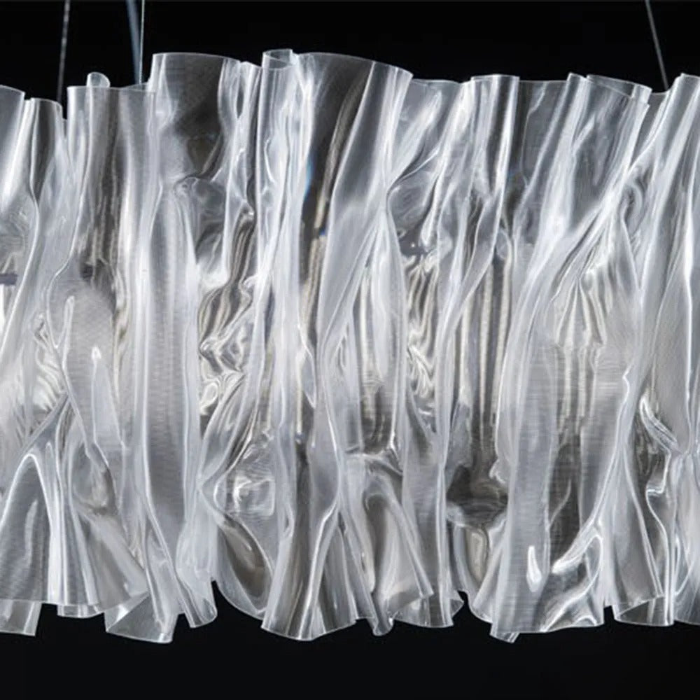 Kristy Modern Luxury Pleated Pendant Light, Circle, Acrylic/Stainless Steel