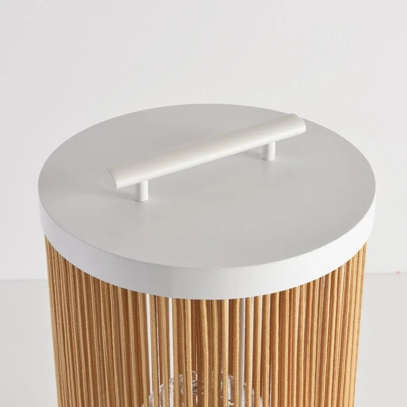 Ritta Retro Metal/Rattan Floor Lamp, Hardwired/Solar/LED, Outdoor