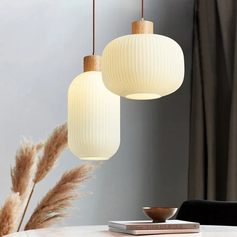 Muto Modern Wood Glass Pendant Light