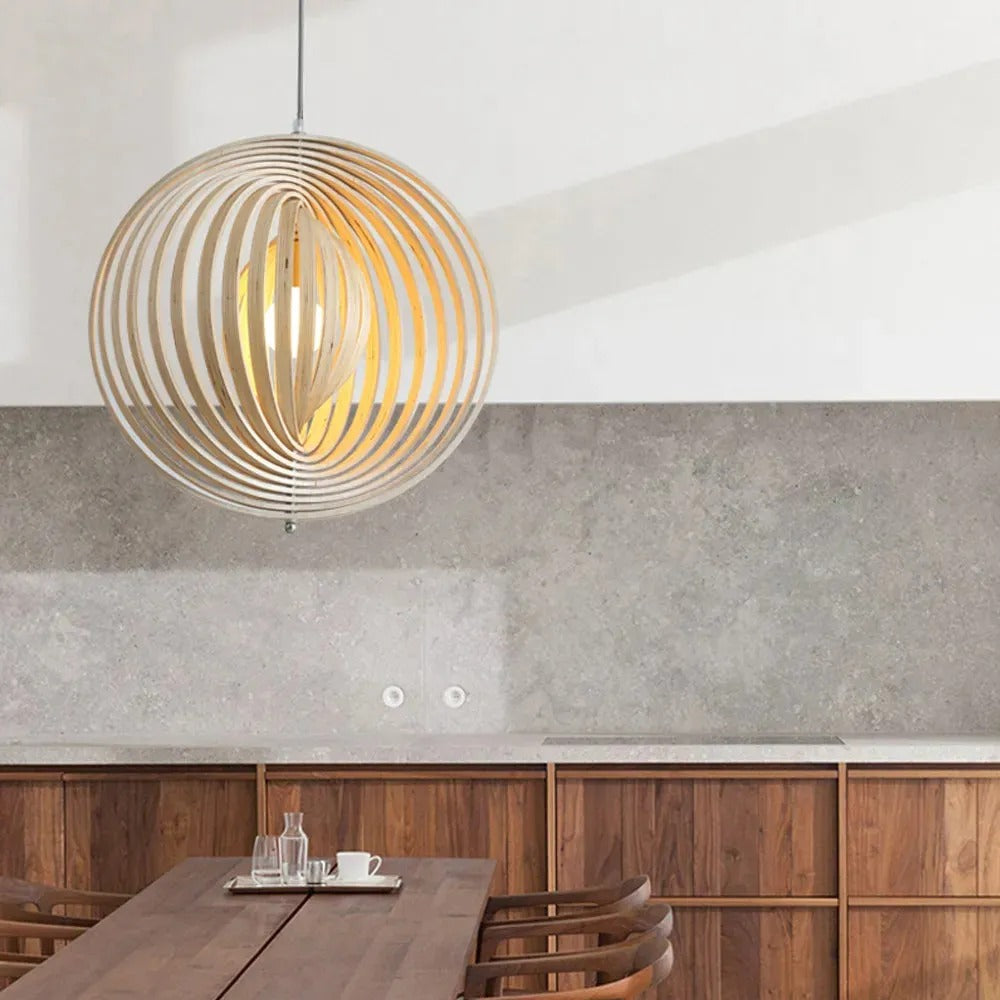 Ritta Japanese LED Pendant Light Wood Bedroom Bar