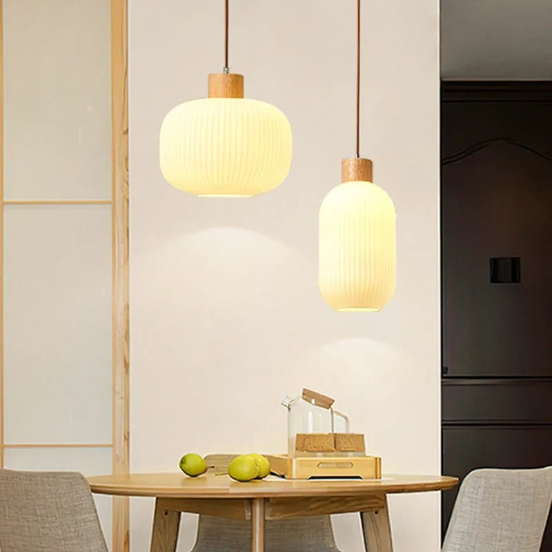 Muto Modern Wood Glass Pendant Light