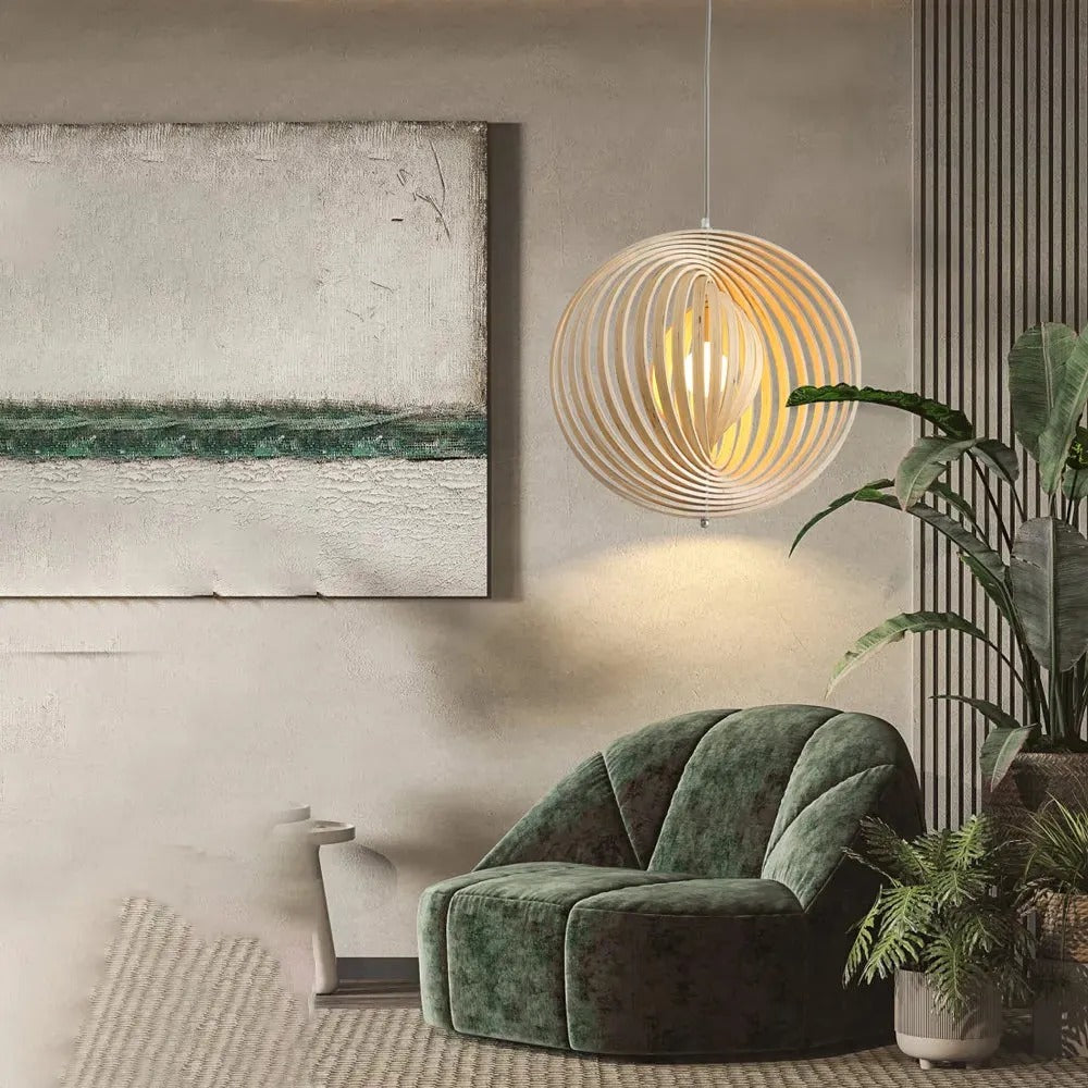 Ritta Japanese LED Pendant Light Wood Bedroom Bar