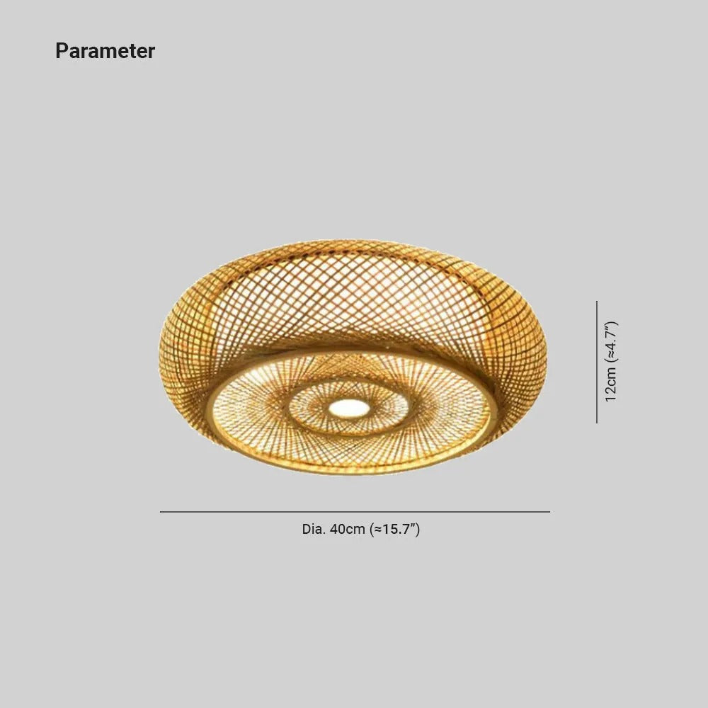 Ritta Rattan Woven Rustic LED Flush Mount Ceiling Light