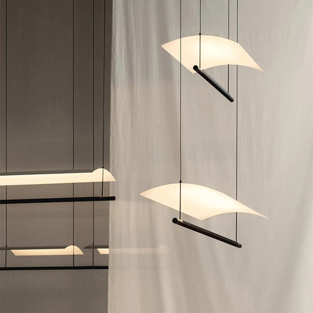 Arisha Minimalist Linear Metal Pendant Light Flat Curved