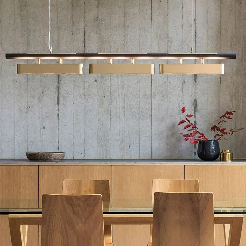 Arisha Pendant Light Rectangular Modern Metal Brass Office - Letslighting