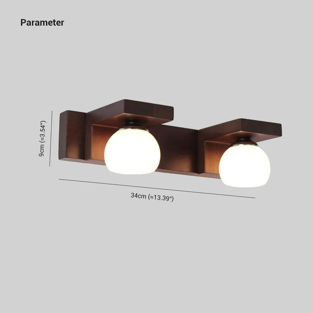 Muto Vintage Mirror Front Vanity Wall Lamp Wood Glass
