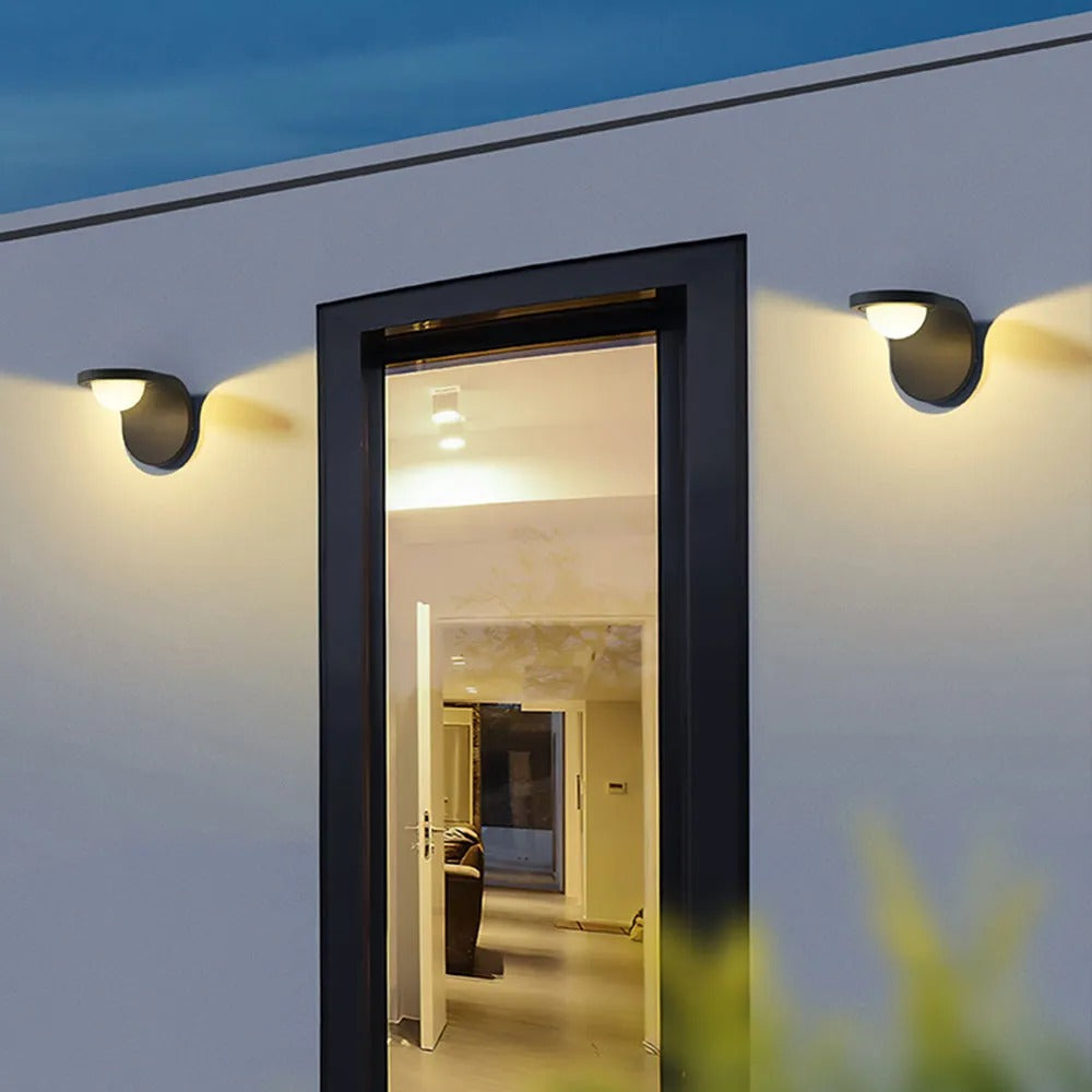 Ray Modern Arc Metal Acrylic Solar Waterproof Adjustable Outdoor Wall Lamp