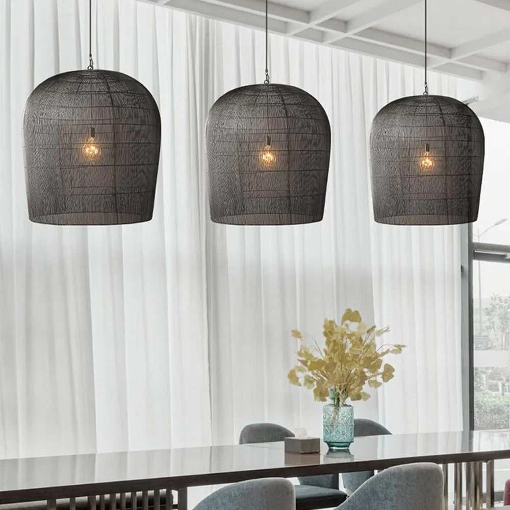 Ritta Wabi Sabi Bird Cage Rattan Metal Pendant Light